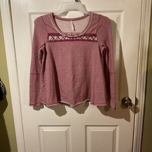 Free People Lacey Love Cutout French Terry Pullover Sweatshirt